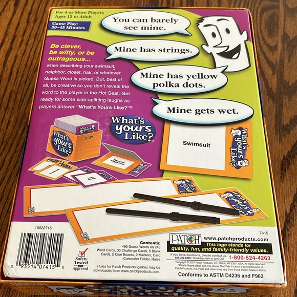 What’s Yours Like? The game that tells it like it is”. Game for ages 12 - adult - Picture 4 of 4